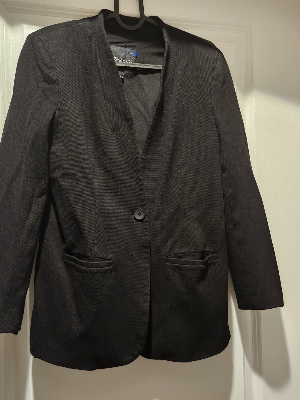 Madewell Black Single-Button Notchless Blazer